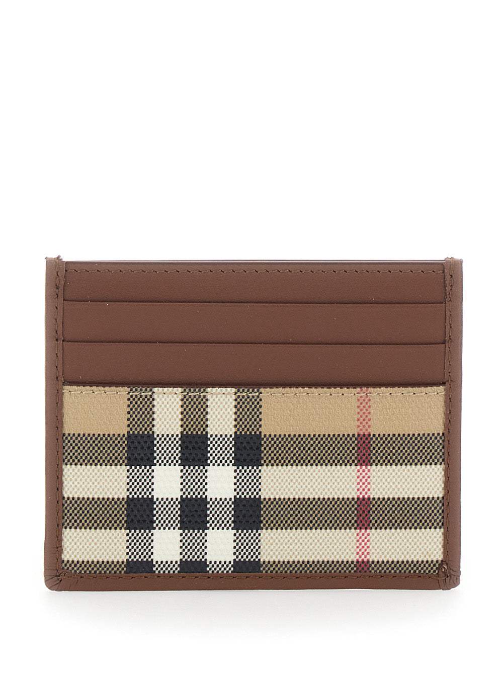Burberry Men Beige Cardholder With Check All-Over Motif In Cotton For Men