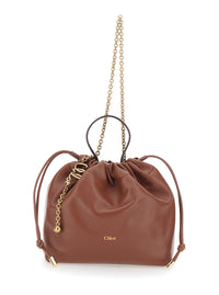 CHLOÉ Chloé Women 'Icons' Brown Shoulder Bag With Drawstring Closure And Leather Chain Strap In Leather For Women