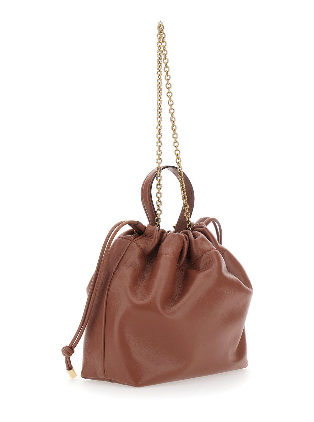CHLOÉ Chloé Women 'Icons' Brown Shoulder Bag With Drawstring Closure And Leather Chain Strap In Leather For Women