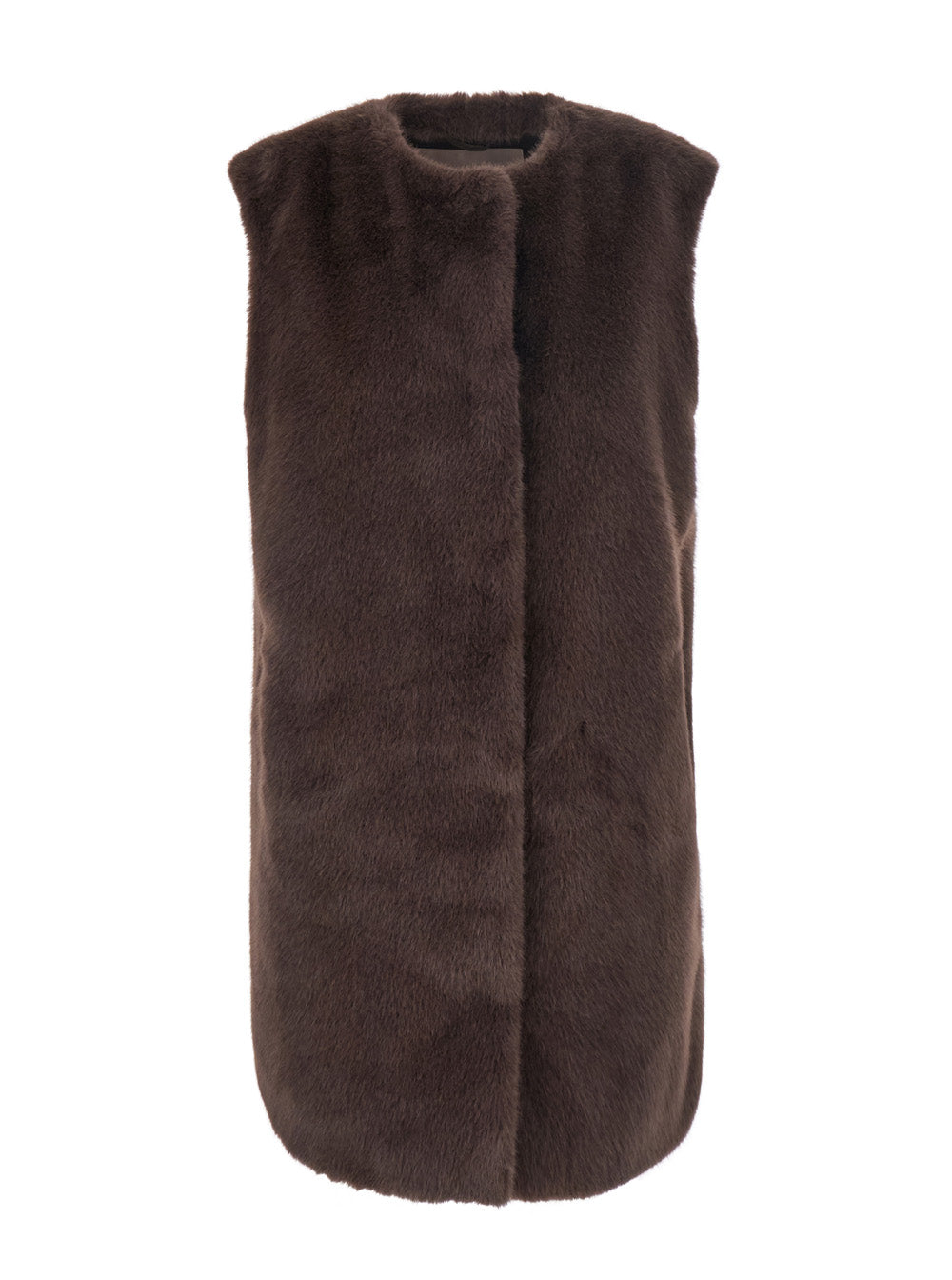 Herno Women Brown Fur With Round Collar In Faux Fur Woman