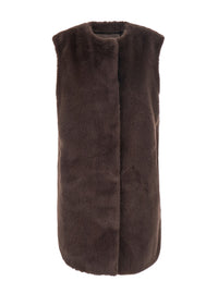 Herno Women Brown Fur With Round Collar In Faux Fur Woman