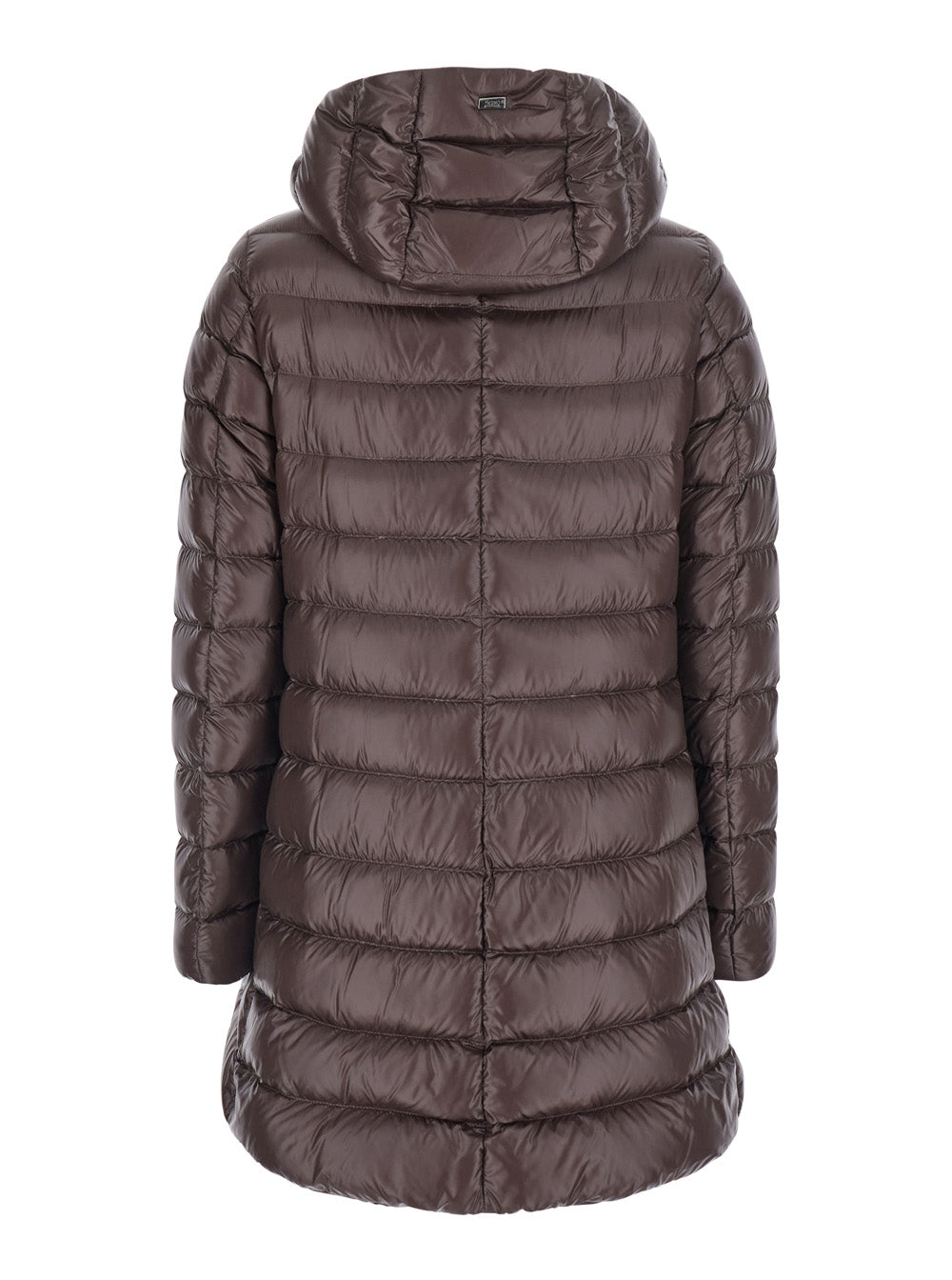 Herno Women Brown Down Jacket With Fixed Hood And Zip Pockets In Tech Fabric Woman
