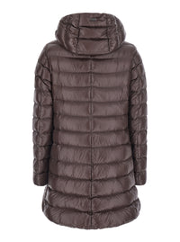 Herno Women Brown Down Jacket With Fixed Hood And Zip Pockets In Tech Fabric Woman