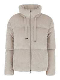 HERNO Herno Women Beige Jacket With High Collar And Long Sleeves In Velvet Effect Fabric Woman