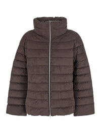 HERNO Herno Women Brown Down Jacket With High Collar And Design In Faux Suede In Fabric For Women
