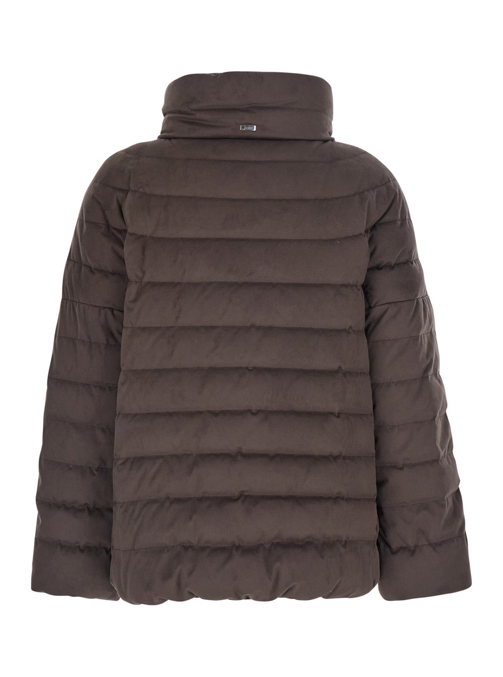 HERNO Herno Women Brown Down Jacket With High Collar And Design In Faux Suede In Fabric For Women