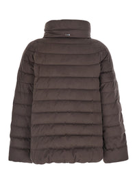 HERNO Herno Women Brown Down Jacket With High Collar And Design In Faux Suede In Fabric For Women
