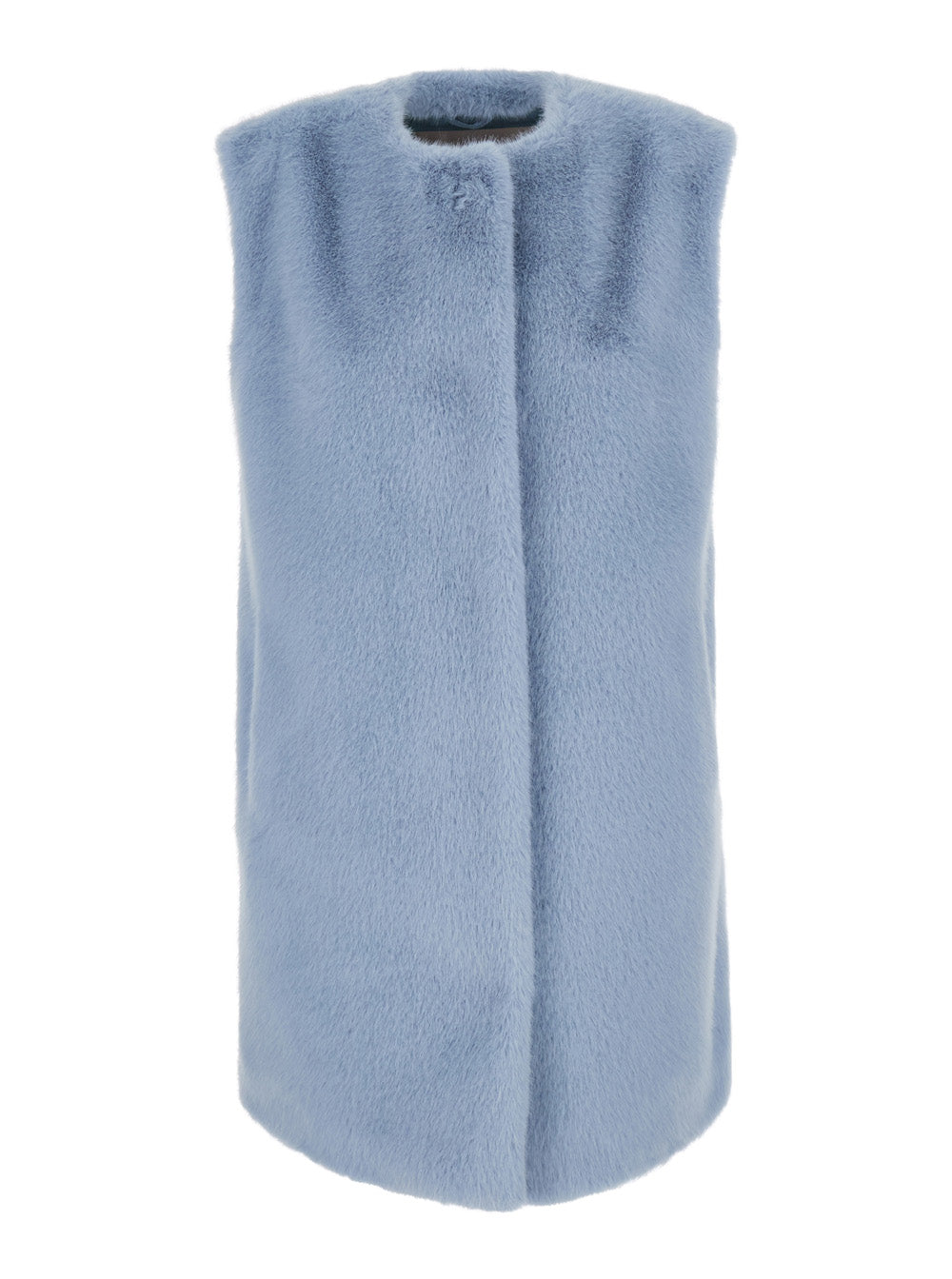 Herno Women Blue Fur With Round Collar In Faux Fur Woman