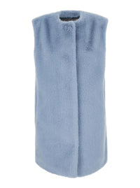 Herno Women Blue Fur With Round Collar In Faux Fur Woman