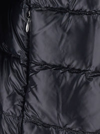 Herno Women Black Short Down Jacket With Hood And Metal Plate On The Back In Tech Fabric Woman