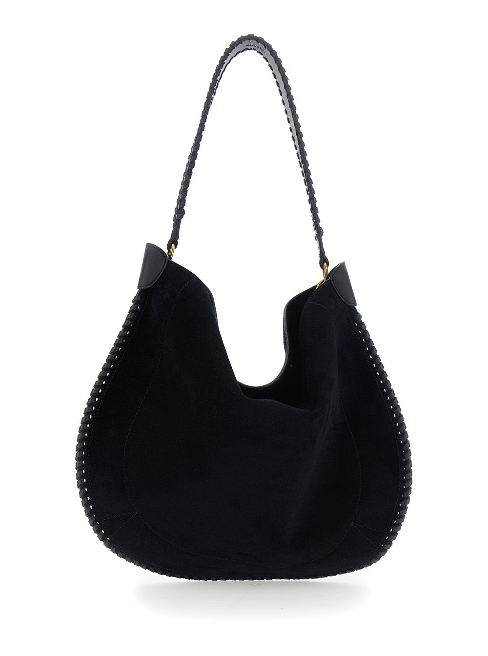 ISABEL MARANT Isabel Marant Women 'Oskan' Black Shoulder Bag With Removable Strap And Embossed Logo On The Front In Suede For Women