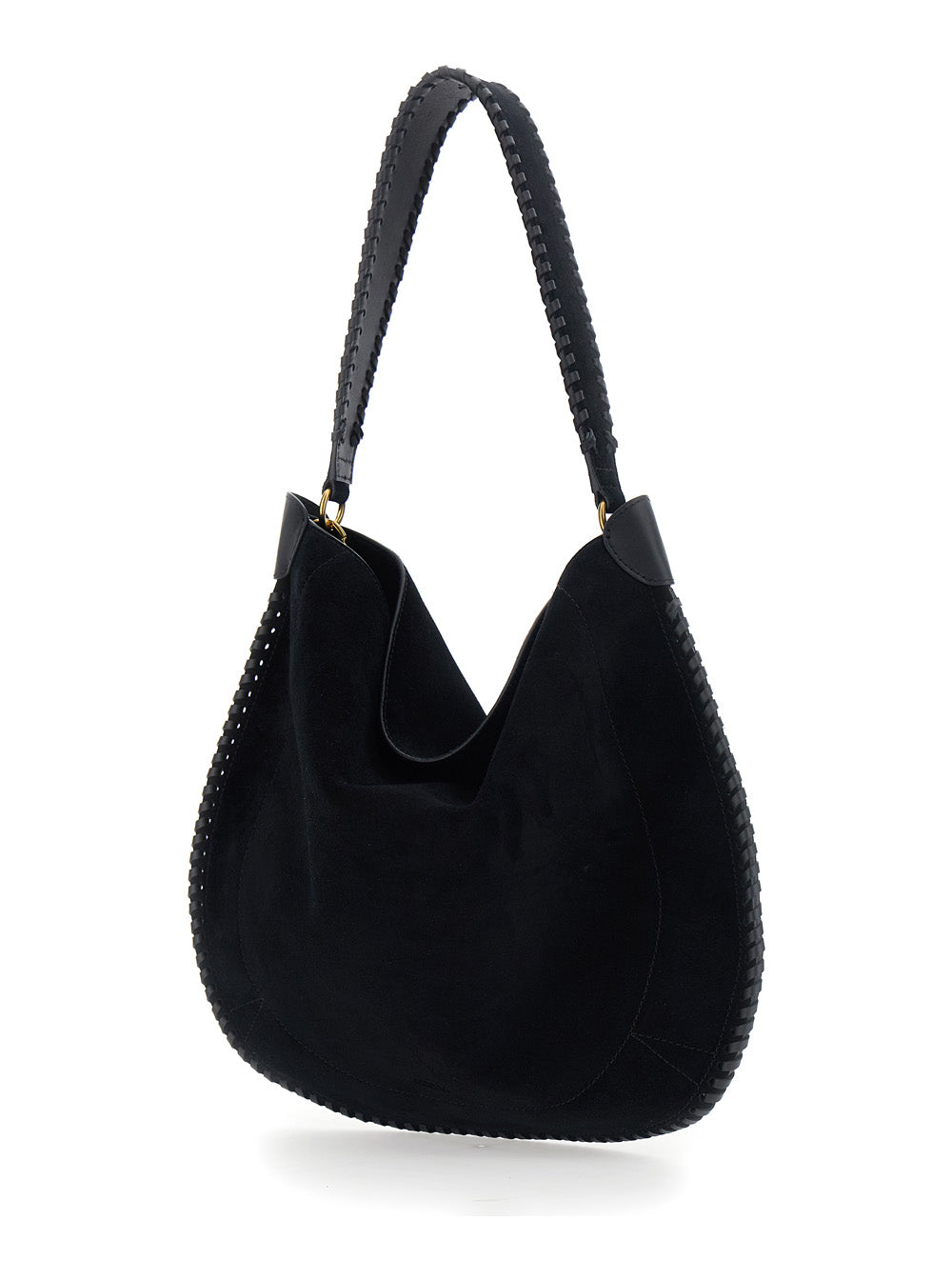 ISABEL MARANT Isabel Marant Women 'Oskan' Black Shoulder Bag With Removable Strap And Embossed Logo On The Front In Suede For Women
