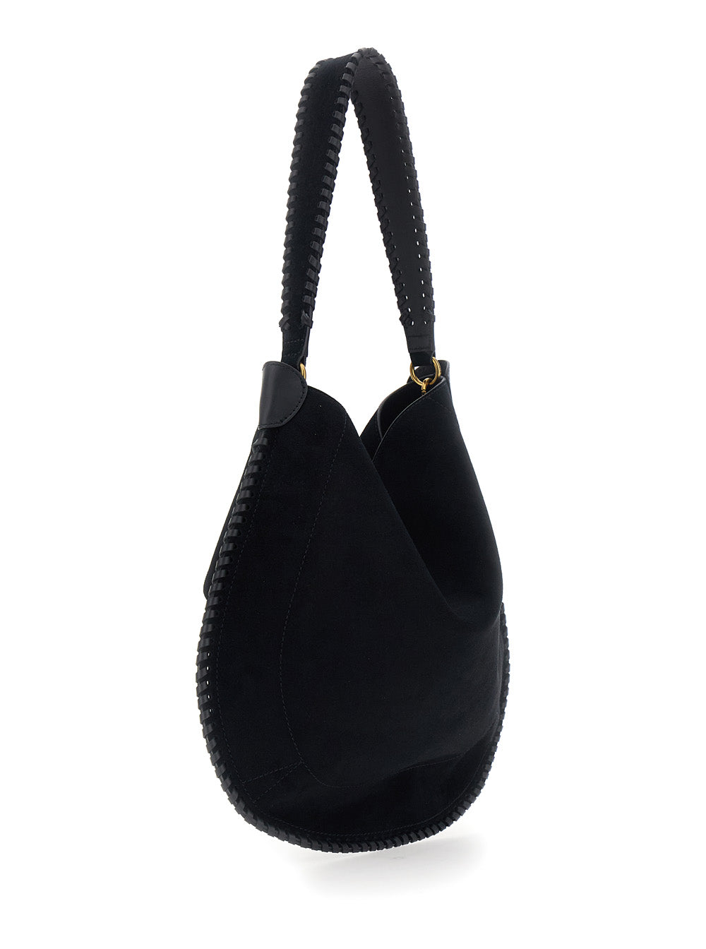 ISABEL MARANT Isabel Marant Women 'Oskan' Black Shoulder Bag With Removable Strap And Embossed Logo On The Front In Suede For Women