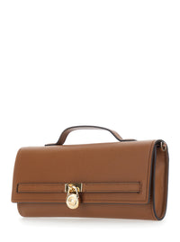 MICHAEL MICHAEL KORS Michael Michael Kors Women 'Hamilton' Brown Pouch With Removable Chain Strap And Closure With Logo Plate On The Front In Grained Leather For Women