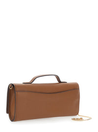 MICHAEL MICHAEL KORS Michael Michael Kors Women 'Hamilton' Brown Pouch With Removable Chain Strap And Closure With Logo Plate On The Front In Grained Leather For Women