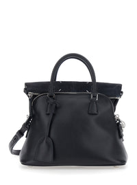 Maison Margiela Women Black Handbag With Adjustable And Removable Shoulder Strap In Leather For Women