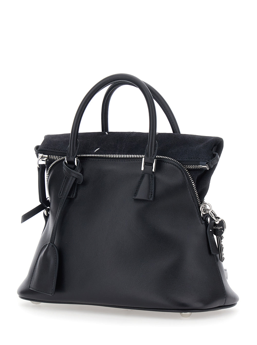 Maison Margiela Women Black Handbag With Adjustable And Removable Shoulder Strap In Leather For Women
