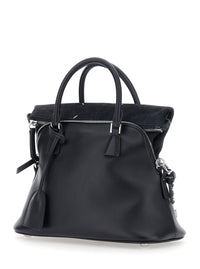 Maison Margiela Women Black Handbag With Adjustable And Removable Shoulder Strap In Leather For Women