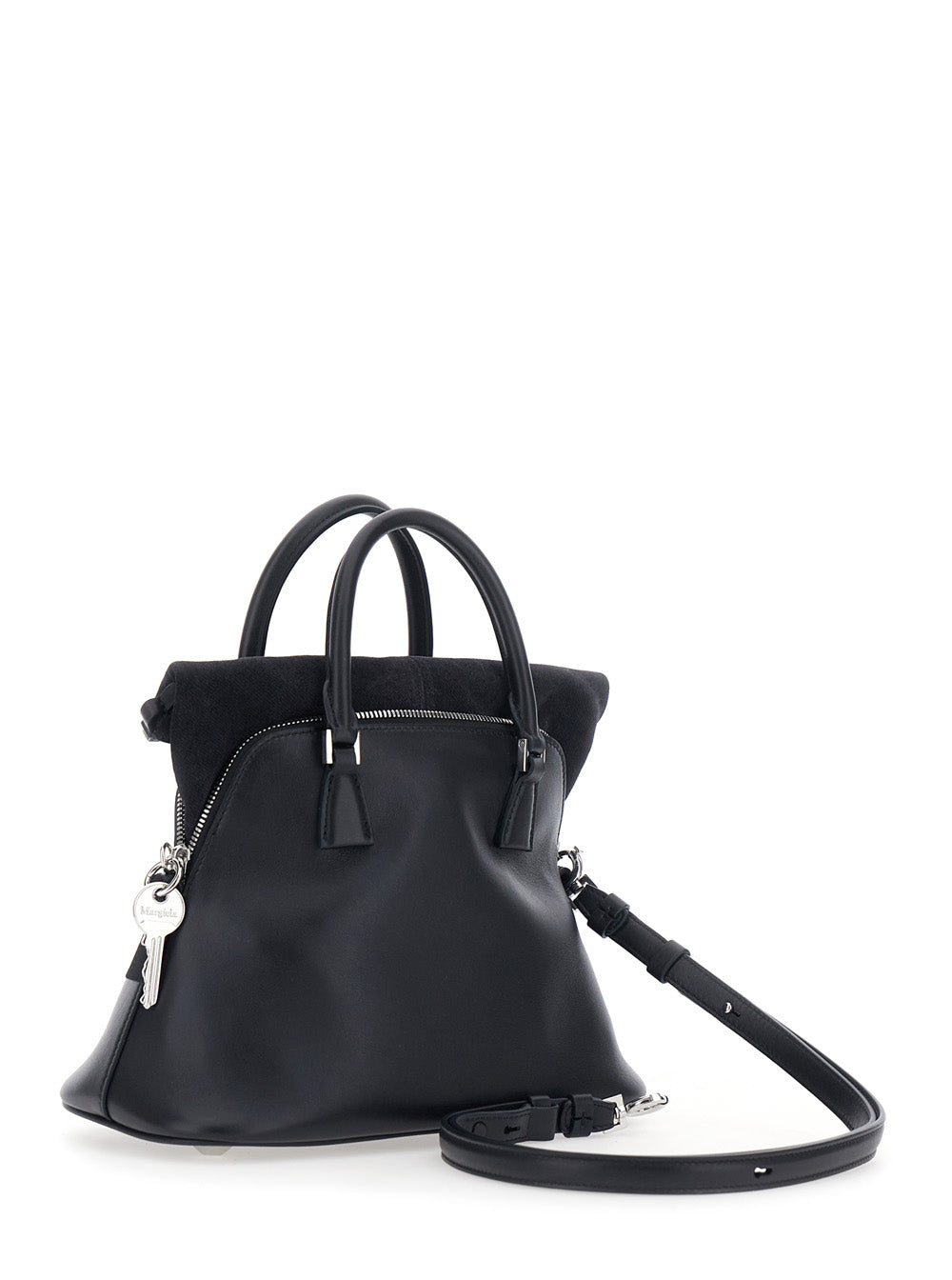 Maison Margiela Women Black Handbag With Adjustable And Removable Shoulder Strap In Leather For Women