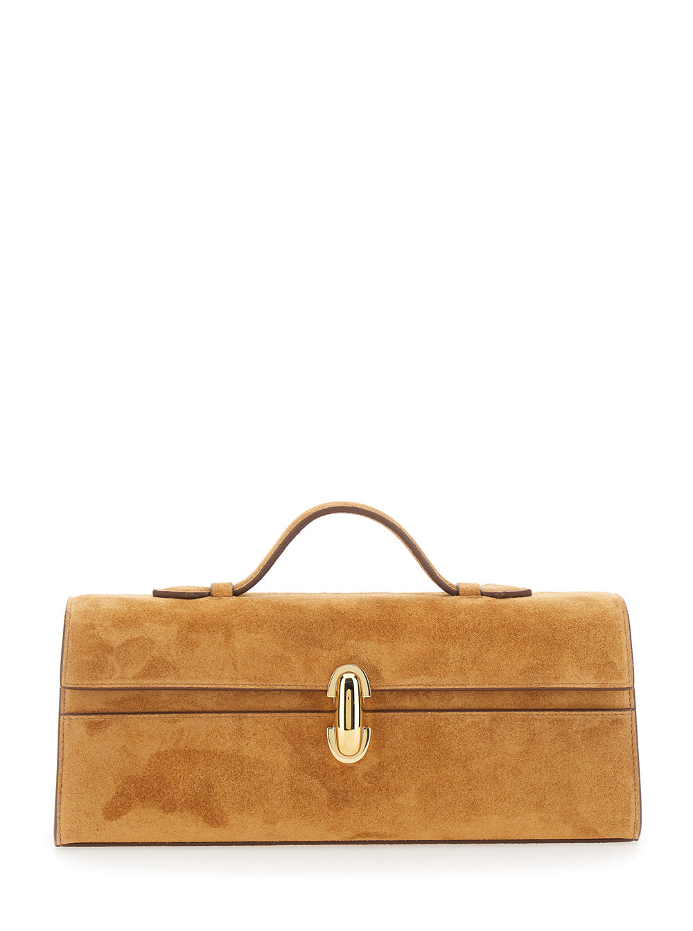 SAVETTE Savette Women 'Symmetry' Brown Slim Handbag With Top Handle And Turnlock Closure In Suede For Women