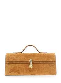 SAVETTE Savette Women 'Symmetry' Brown Slim Handbag With Top Handle And Turnlock Closure In Suede For Women
