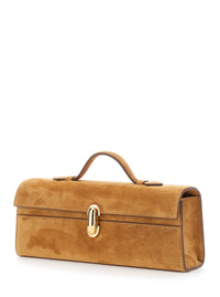 SAVETTE Savette Women 'Symmetry' Brown Slim Handbag With Top Handle And Turnlock Closure In Suede For Women