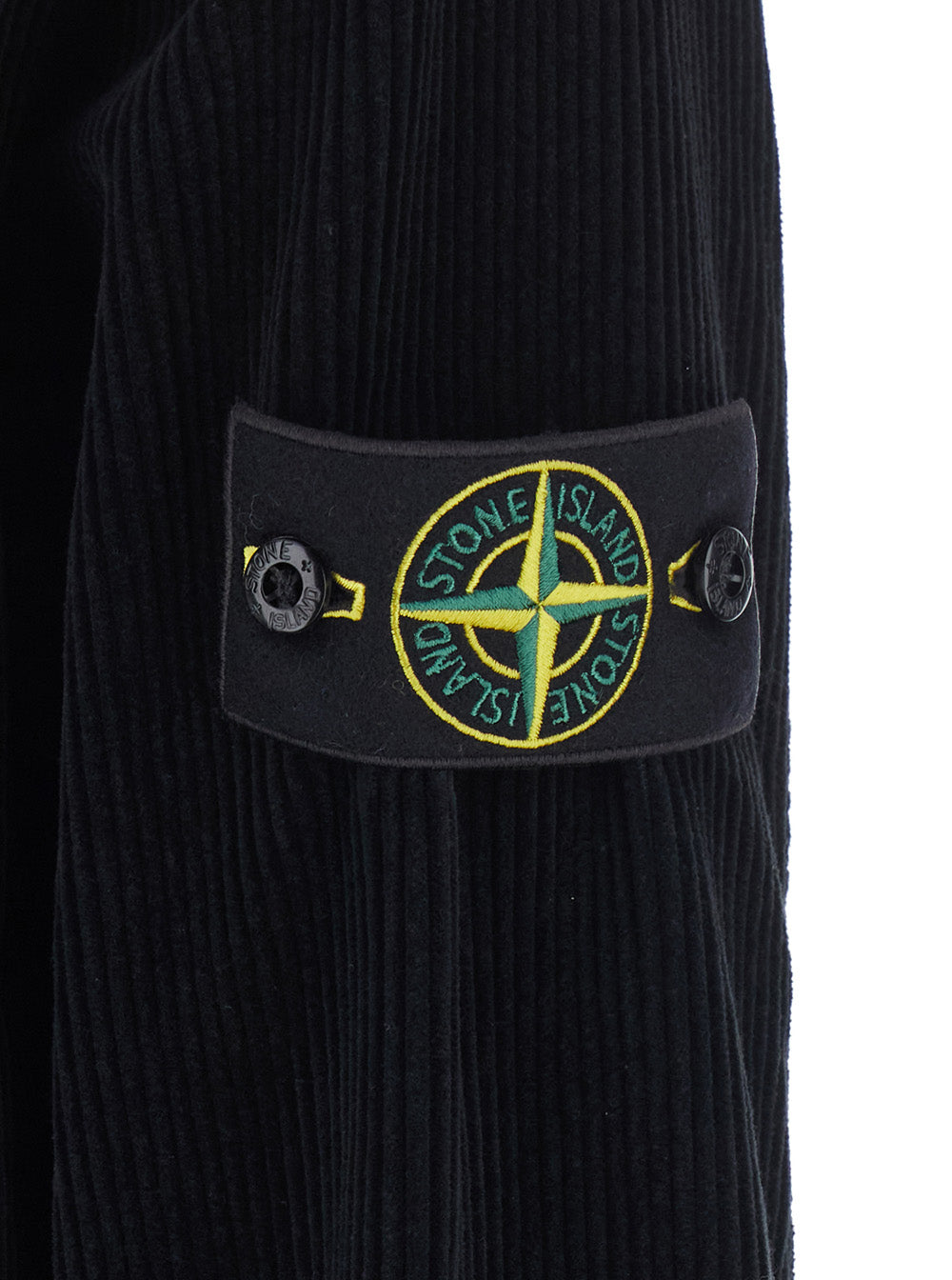 Stone Island Men Black Jacket With Patch Pocket On The Front And Logo Patch On The Front In Corduroy For Men