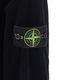 Stone Island Men Black Jacket With Patch Pocket On The Front And Logo Patch On The Front In Corduroy For Men