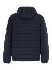Stone Island Men Down Jacket With High Collar And Long Sleeves In Tech Fabric Blue Men