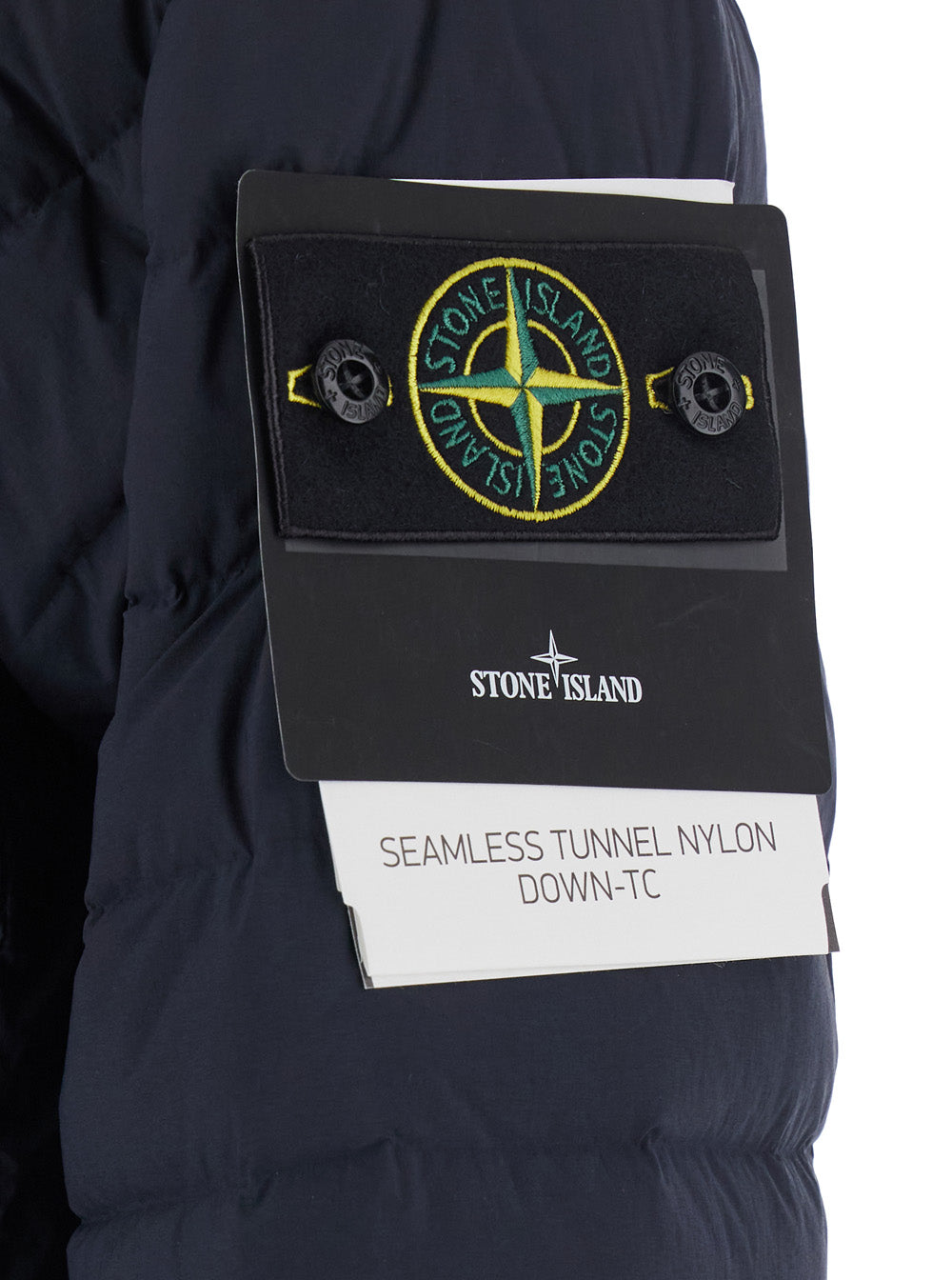 Stone Island Men Down Jacket With High Collar And Long Sleeves In Tech Fabric Blue Men