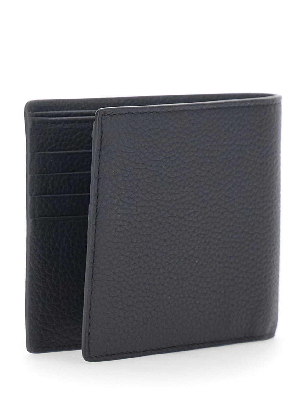Tod's Men Black Bifold Wallet With Metal T Logo Plate On The Front In Leather For Men