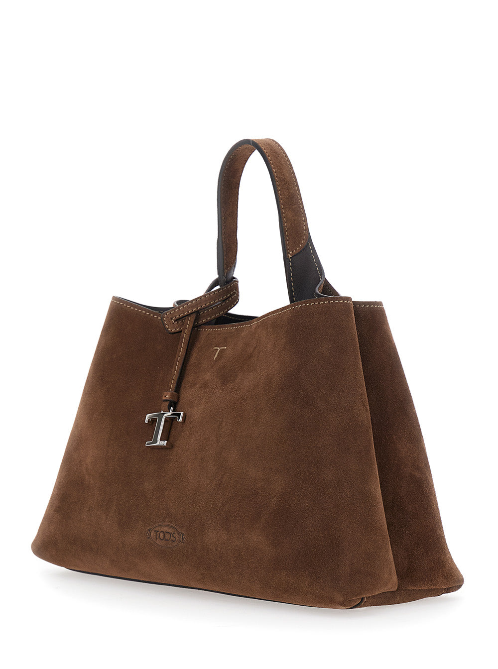 TOD'S Tod's Women Brown Handbag With Adjustable And Removable Shoulder Strap And T Plate On The Front In Suede For Women