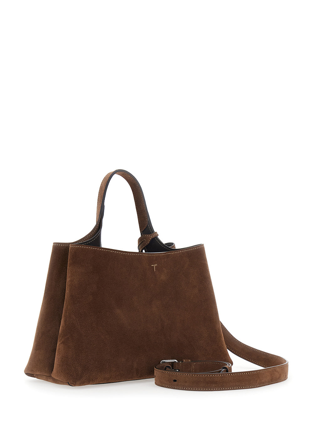 TOD'S Tod's Women Brown Handbag With Adjustable And Removable Shoulder Strap And T Plate On The Front In Suede For Women