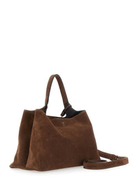 Tod's Women Brown Handbag With Adjustable And Removable Shoulder Strap And T Plaque On The Front In Suede For Women
