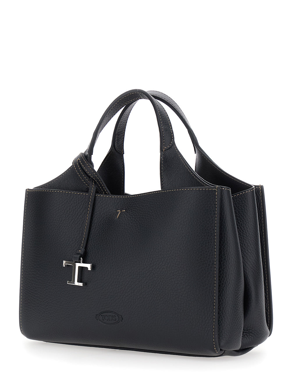 TOD'S Tod's Women Black Handbag With Adjustable And Removable Shoulder Strap And T Plate On The Front In Leather For Women