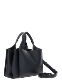 TOD'S Tod's Women Black Handbag With Adjustable And Removable Shoulder Strap And T Plate On The Front In Leather For Women
