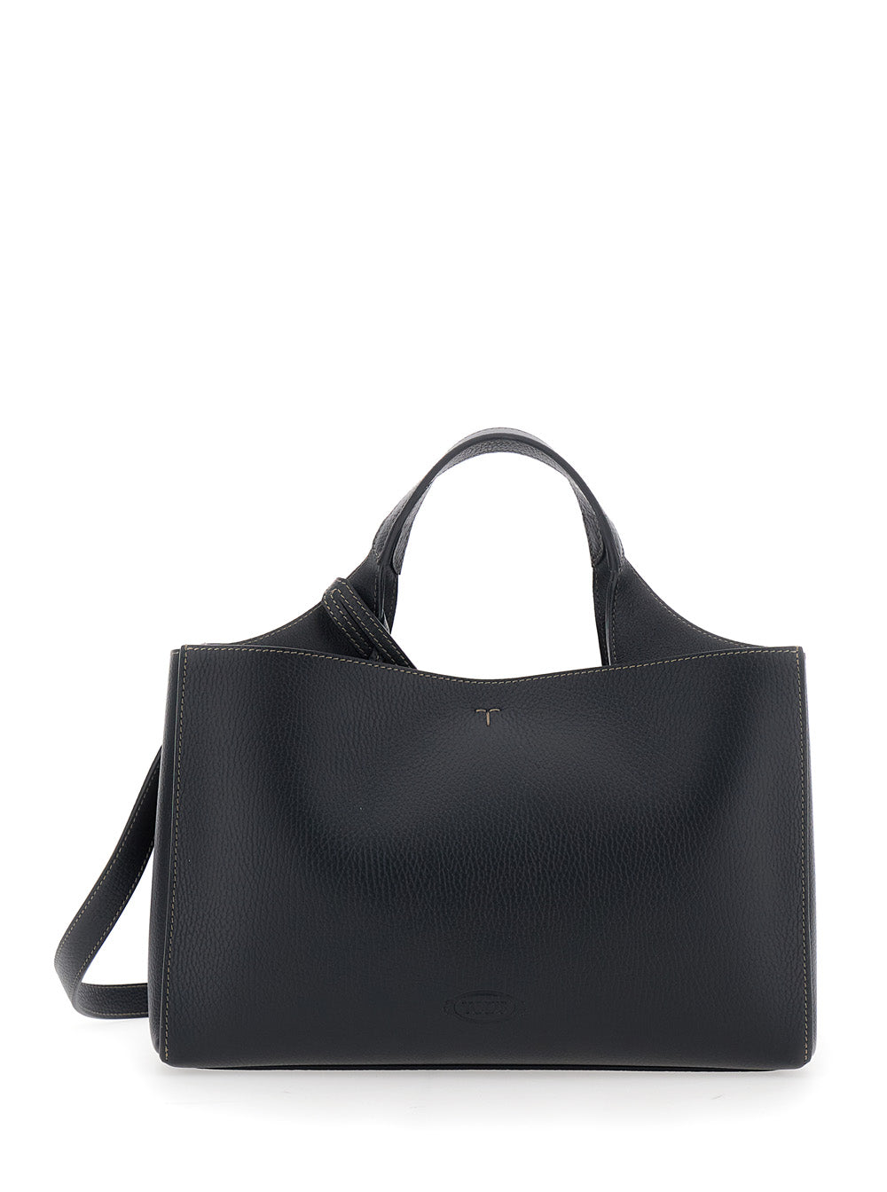 TOD'S Tod's Women Black Handbag With T Plate On The Front And Adjustable Strap In Leather For Women