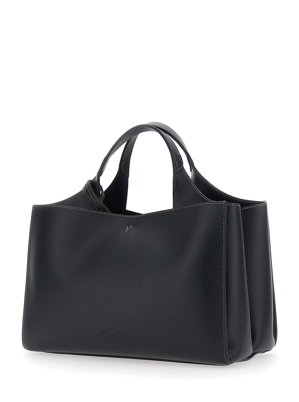 TOD'S Tod's Women Black Handbag With T Plate On The Front And Adjustable Strap In Leather For Women