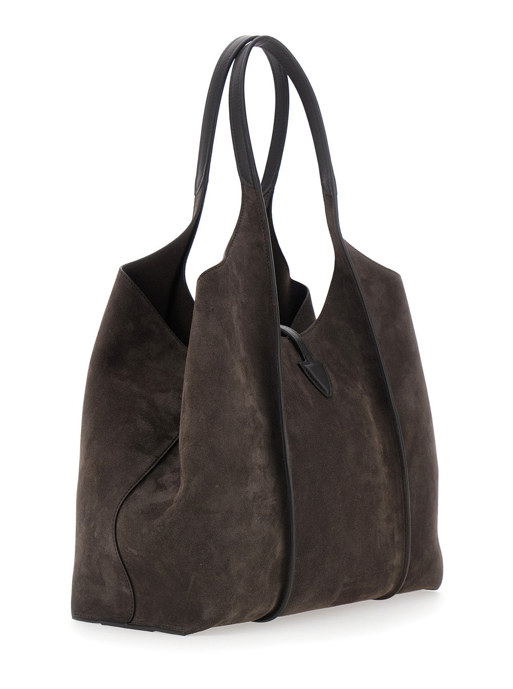 TOD'S Tod's Women Brown Shoulder Bag With Two Top Handles And T Plaque On The Front In Suede For Women
