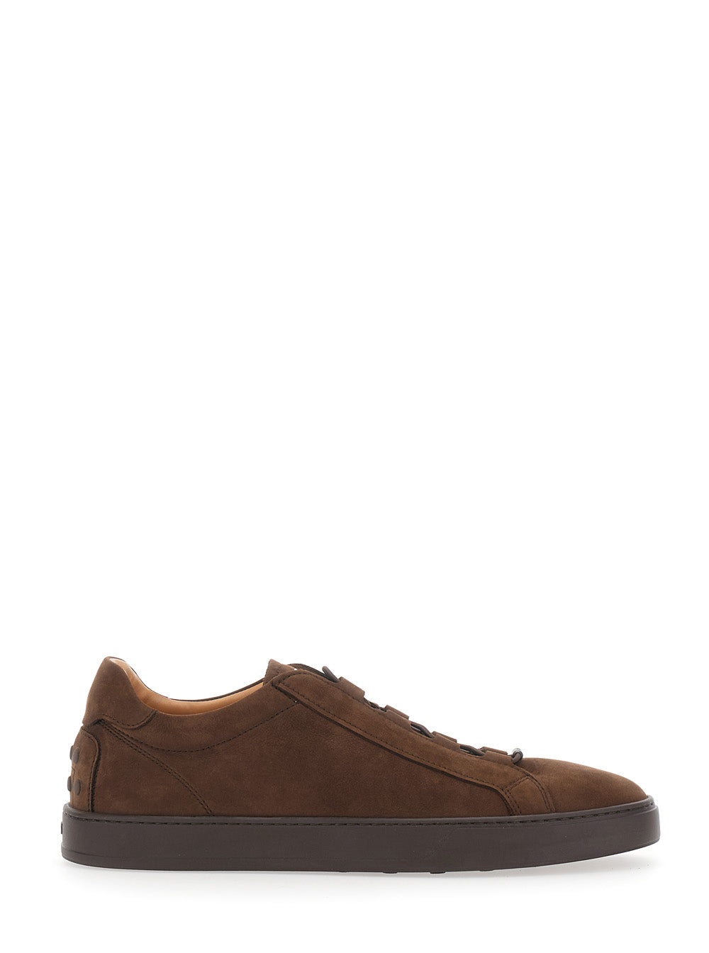 Tod's Men Brown Low Top Sneakers With Grooved Sole And Logo Patch On The Tongue In Suede For Men
