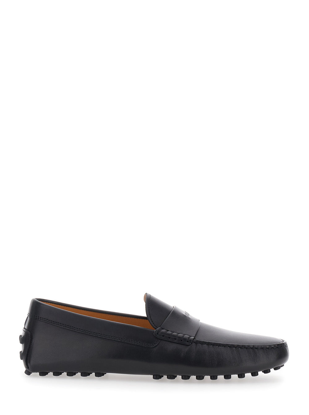 Tod's Men Black Loafers With Rounded Toe And Low Heel In Leather For Men
