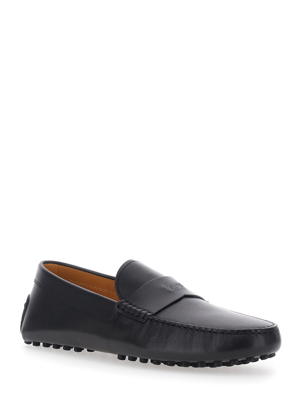 Tod's Men Black Loafers With Rounded Toe And Low Heel In Leather For Men