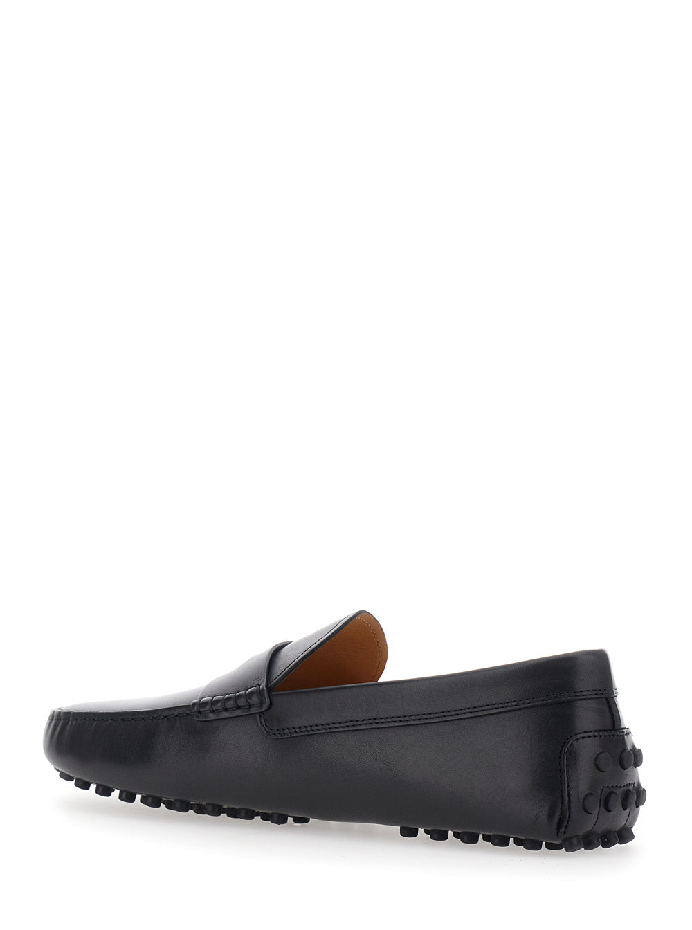 Tod's Men Black Loafers With Rounded Toe And Low Heel In Leather For Men