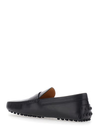 Tod's Men Black Loafers With Rounded Toe And Low Heel In Leather For Men