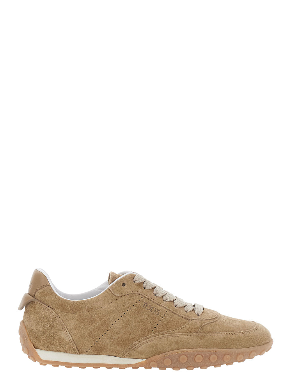 Tod's Women Beige Low Top Sneakers With Logo Lettering On Tongue And Heel In Suede For Women