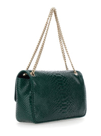 TOM FORD Tom Ford Women Green Crossbody Bag With T Closure In Glossy Snake Effect Leather For Women