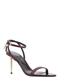 TOM FORD Tom Ford Women Bordeaux Sandals With High Stiletto Heel And Adjustable Ankle Strap Closure In Leather For Women