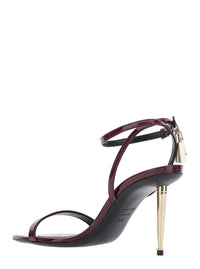 TOM FORD Tom Ford Women Bordeaux Sandals With High Stiletto Heel And Adjustable Ankle Strap Closure In Leather For Women