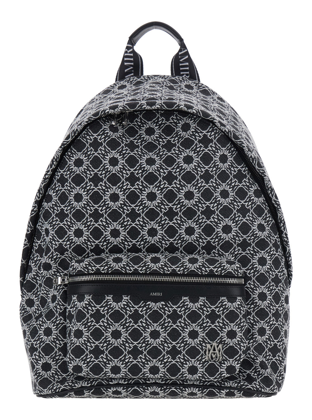 AMIRI Amiri Men 'Ma Quad' Black Backpack With All-Over Logo Print And Adjustable Straps In Tech Fabric For Men