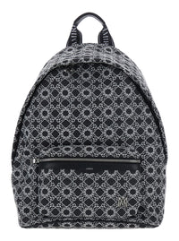 AMIRI Amiri Men 'Ma Quad' Black Backpack With All-Over Logo Print And Adjustable Straps In Tech Fabric For Men